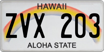 HI license plate ZVX203