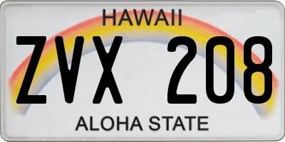 HI license plate ZVX208