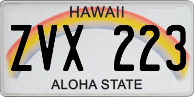 HI license plate ZVX223