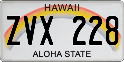 HI license plate ZVX228