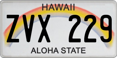 HI license plate ZVX229