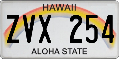HI license plate ZVX254