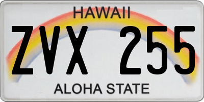 HI license plate ZVX255