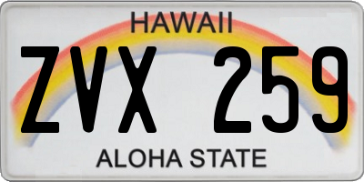 HI license plate ZVX259