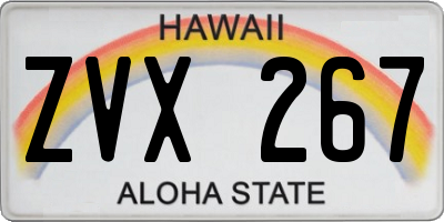 HI license plate ZVX267