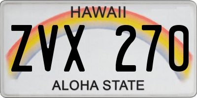 HI license plate ZVX270