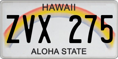 HI license plate ZVX275