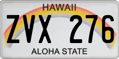 HI license plate ZVX276