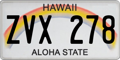 HI license plate ZVX278