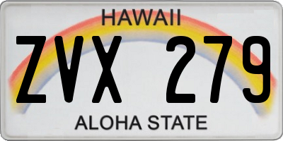 HI license plate ZVX279
