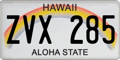 HI license plate ZVX285