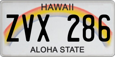 HI license plate ZVX286