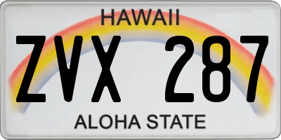 HI license plate ZVX287