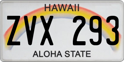 HI license plate ZVX293