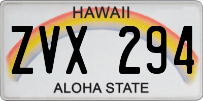 HI license plate ZVX294