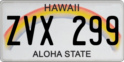 HI license plate ZVX299