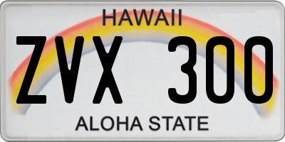 HI license plate ZVX300