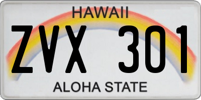 HI license plate ZVX301