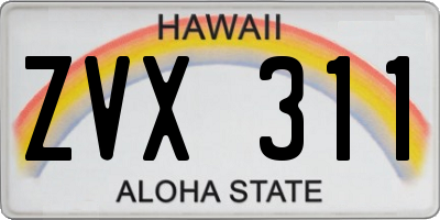 HI license plate ZVX311
