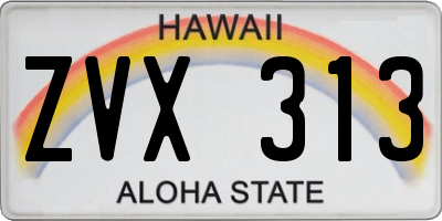 HI license plate ZVX313