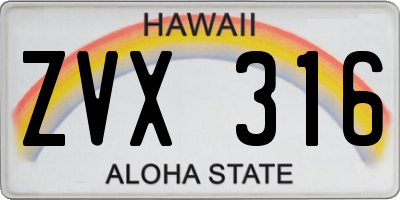 HI license plate ZVX316