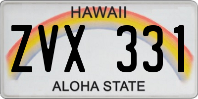 HI license plate ZVX331