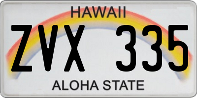 HI license plate ZVX335