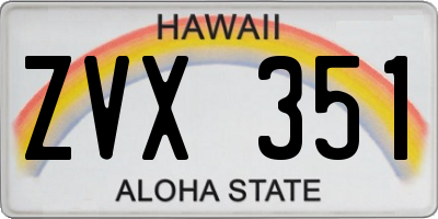 HI license plate ZVX351