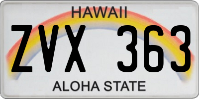 HI license plate ZVX363
