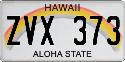 HI license plate ZVX373