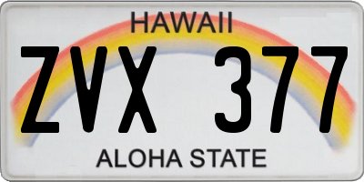 HI license plate ZVX377