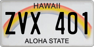 HI license plate ZVX401