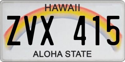 HI license plate ZVX415