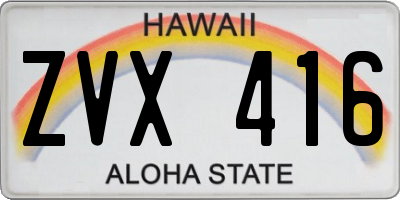 HI license plate ZVX416