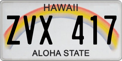 HI license plate ZVX417