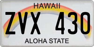 HI license plate ZVX430