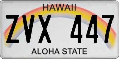 HI license plate ZVX447