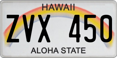 HI license plate ZVX450