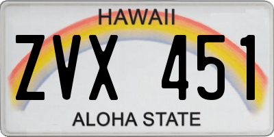 HI license plate ZVX451