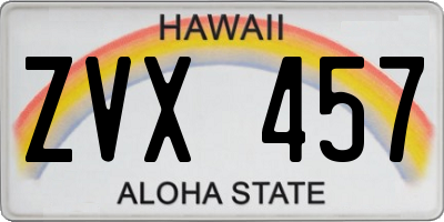 HI license plate ZVX457