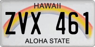 HI license plate ZVX461