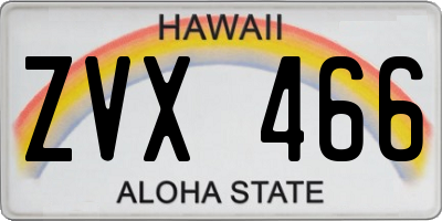 HI license plate ZVX466