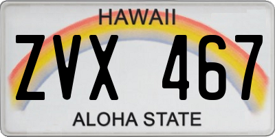 HI license plate ZVX467