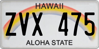 HI license plate ZVX475