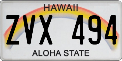 HI license plate ZVX494