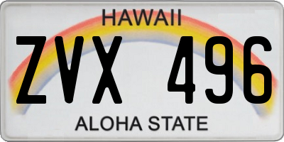 HI license plate ZVX496