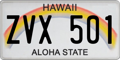 HI license plate ZVX501