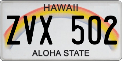 HI license plate ZVX502