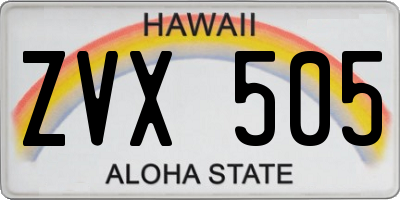 HI license plate ZVX505