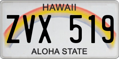 HI license plate ZVX519